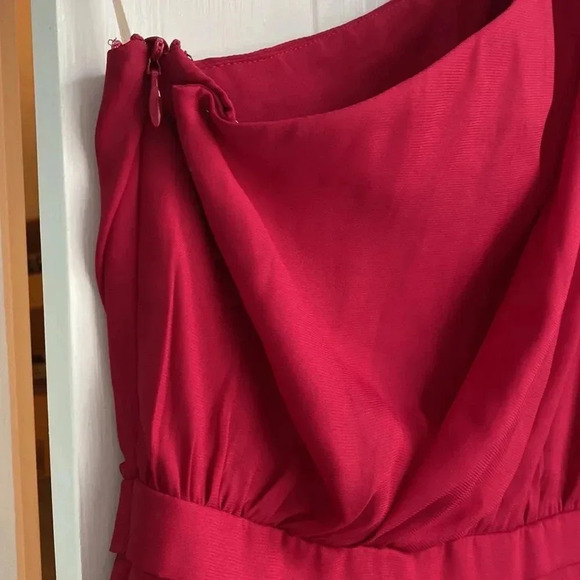 BCBGeneration Red Ruby One Shoulder Silky Ruffle Mini Formal Dress Size 8 - Picture 9 of 16